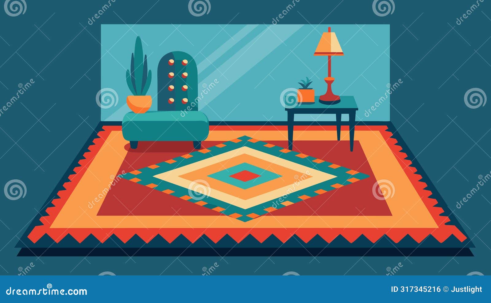 a vintage rug found at a thrift store adding a pop of color and pattern to the room while also reusing a previously