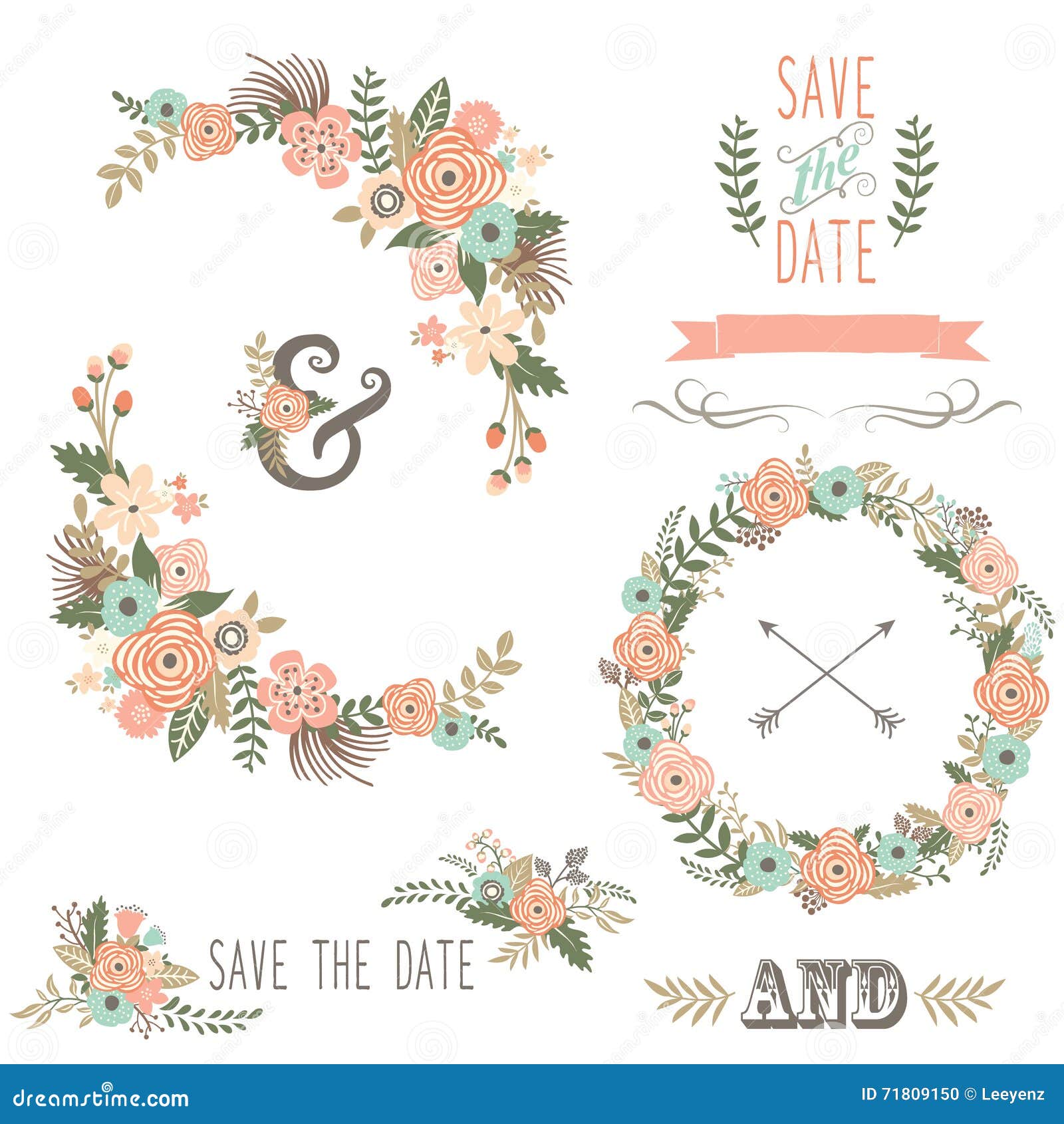 Download Vintage Rustic Floral Wreath Stock Vector - Illustration of construction, collection: 71809150