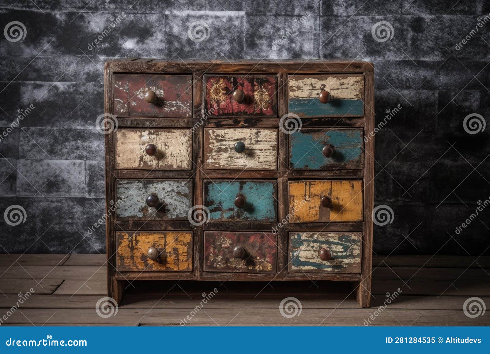Vintage Rustic Wooden of Drawers Stock Illustration Illustration of