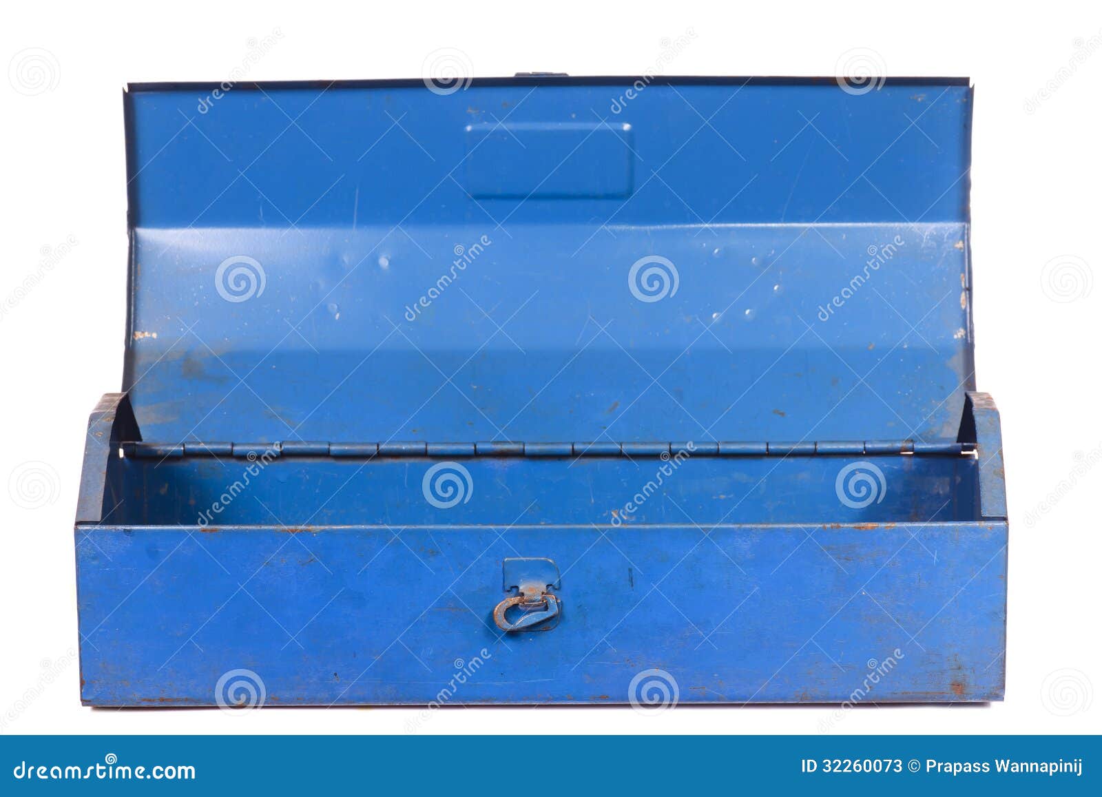 vintage rusty blue steel tool box 