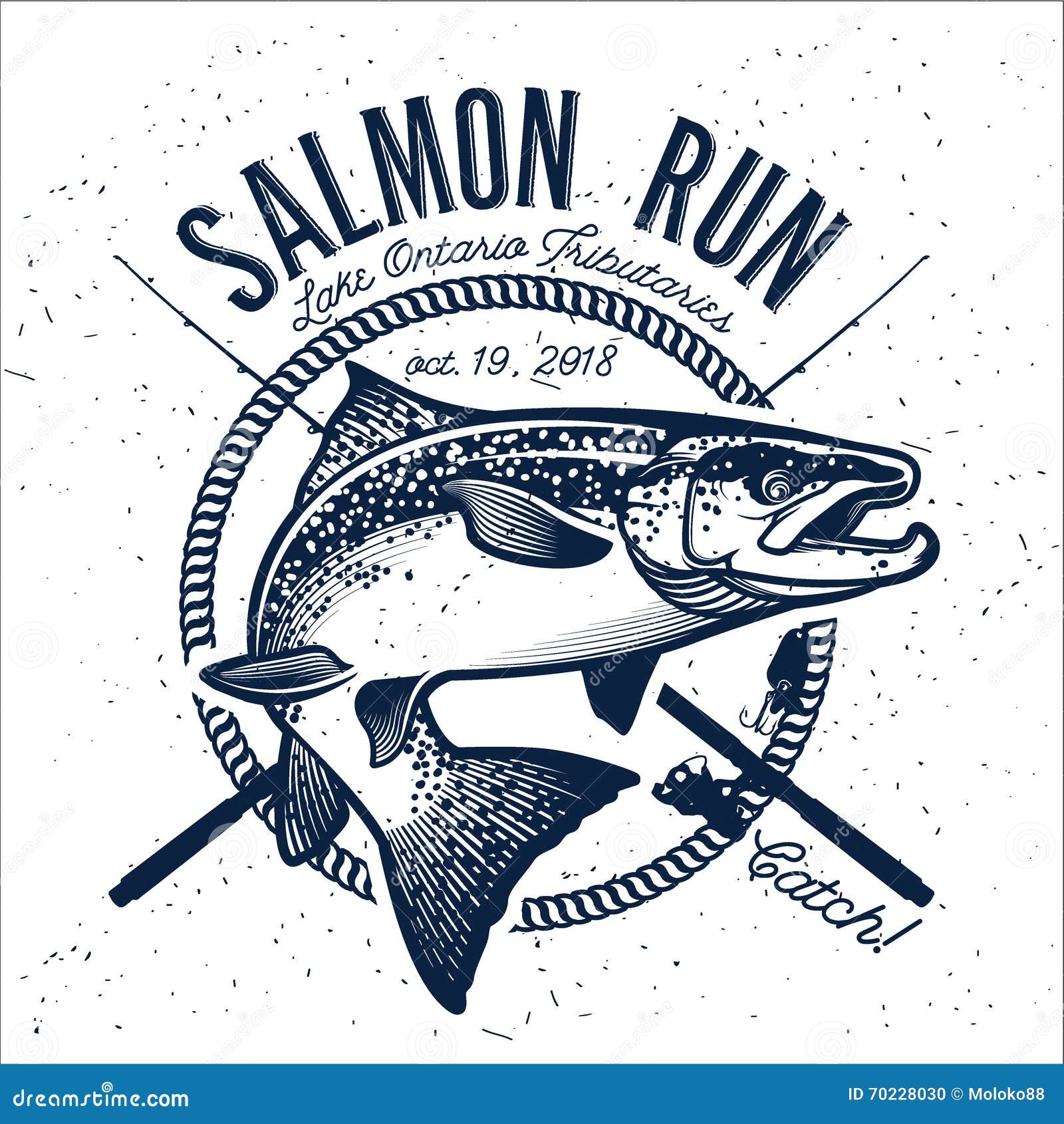 Vintage Salmon Fishing Emblems Stock Photo - Image: 70228030