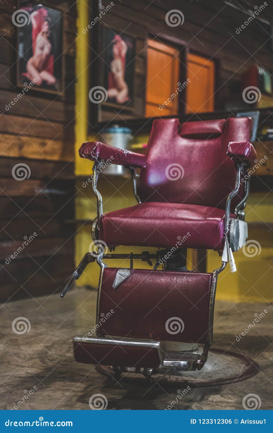 Vintage Salon Red Cushion Chair Stock Photo Image of