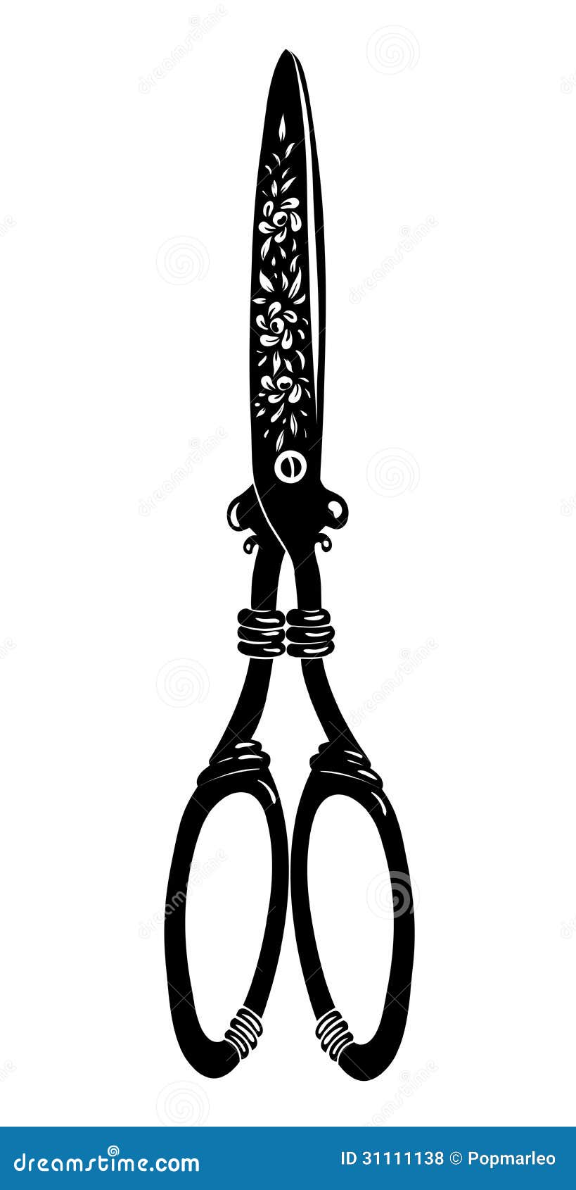 Vintage Scissors Black Ink Illustration Stock Vector Illustration of