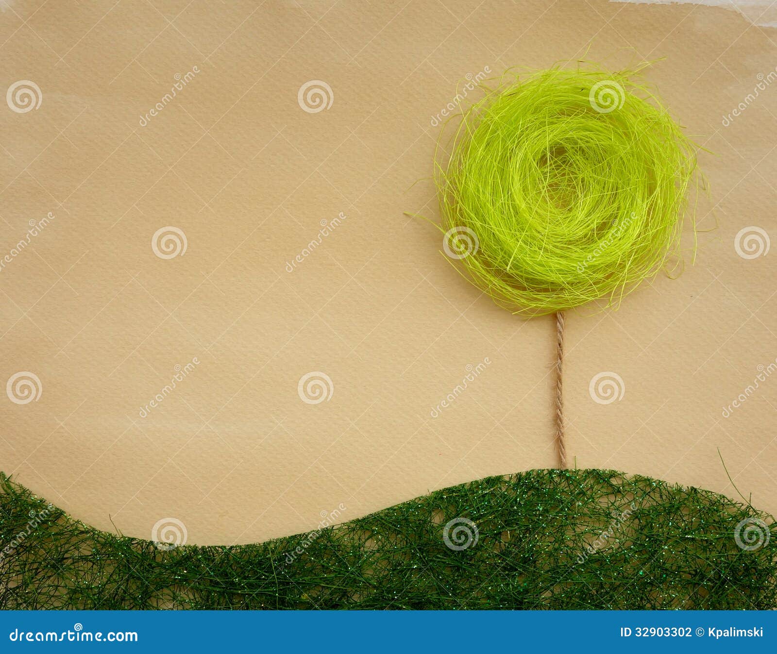 Vintage Scrapbooking Landscape W Tree Stock Illustration Illustration