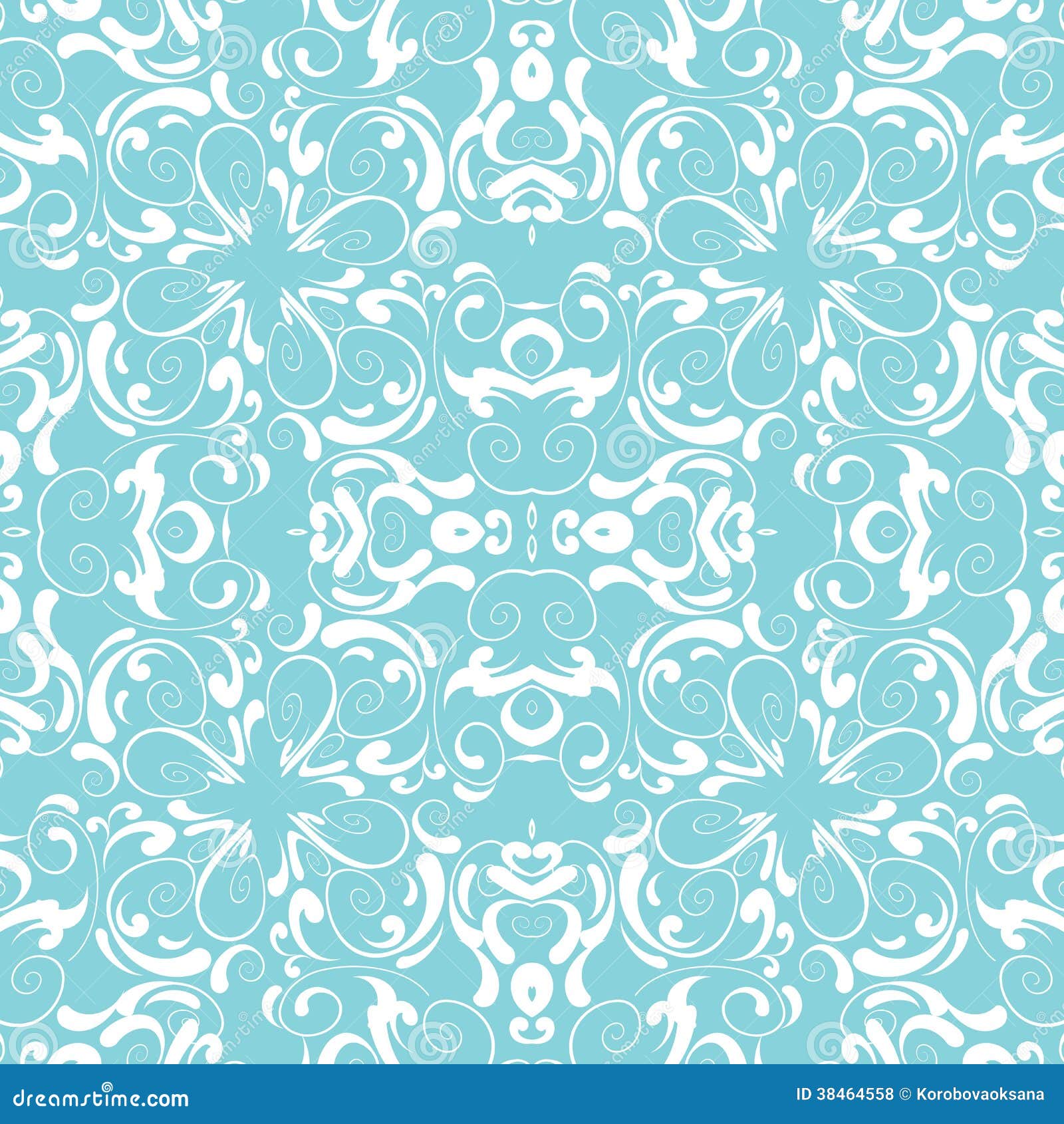Vintage Seamless Background, Blue and White Decor Stock Vector