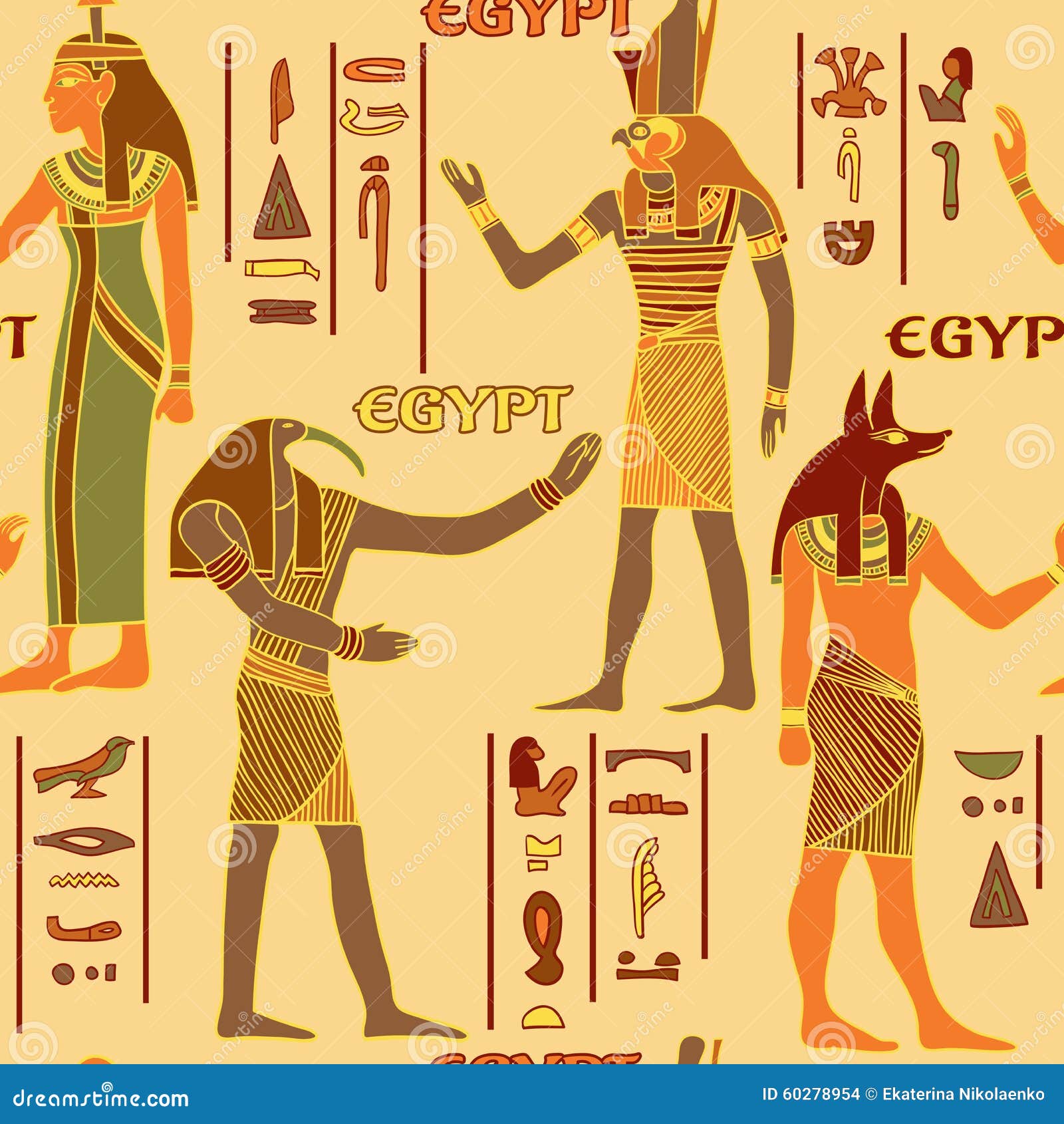Ancient Egyptian Hieroglyphics Gods