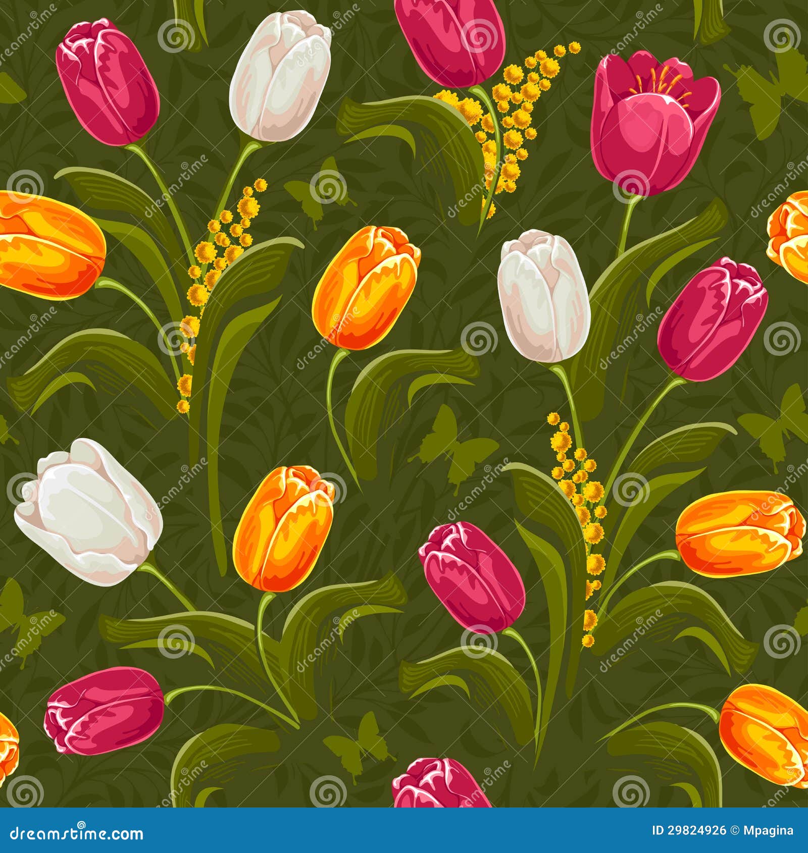 Tulips. Seamless Background. Stock Vector Illustration of garden, colorful 29824926