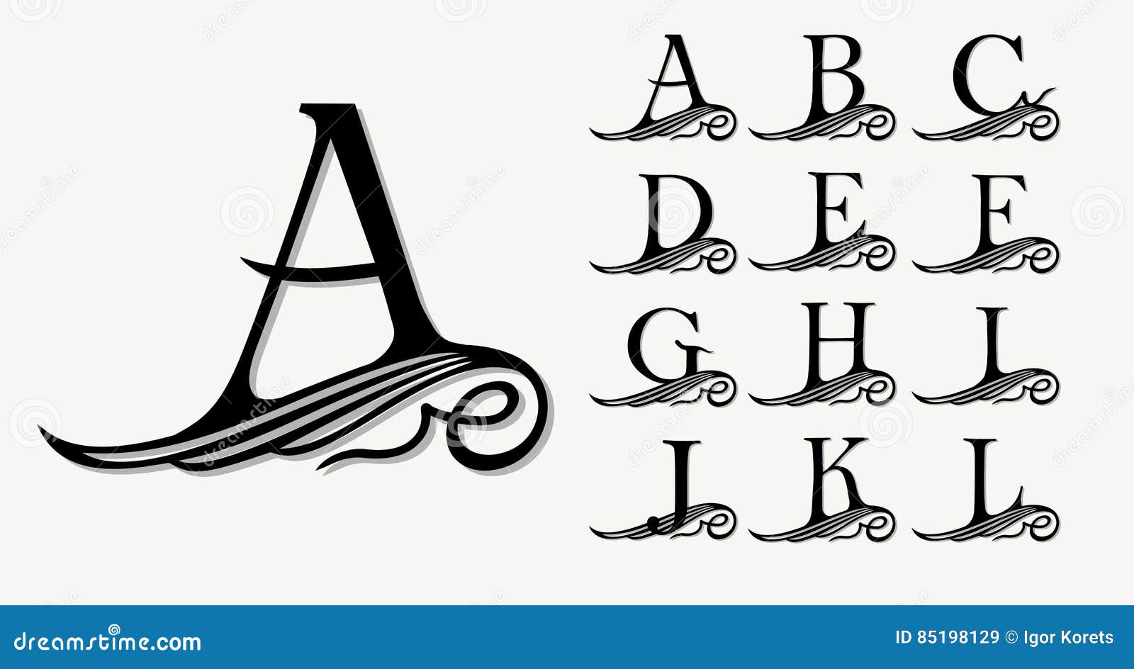 vintage set 1. calligraphic capital letters with curls for monograms, emblems and logos.