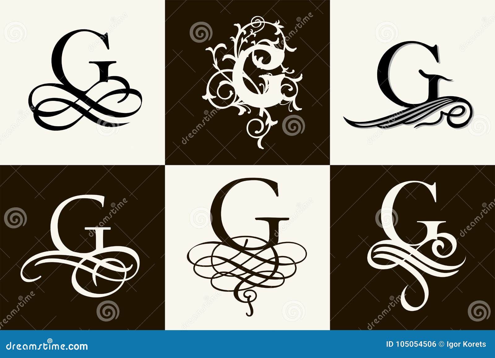 Vintage Set . Capital Letter G for Monograms and Logos. Beautiful ...