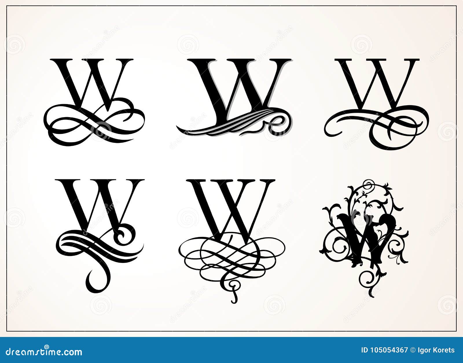 Download Vintage Set . Capital Letter W For Monograms And Logos ...