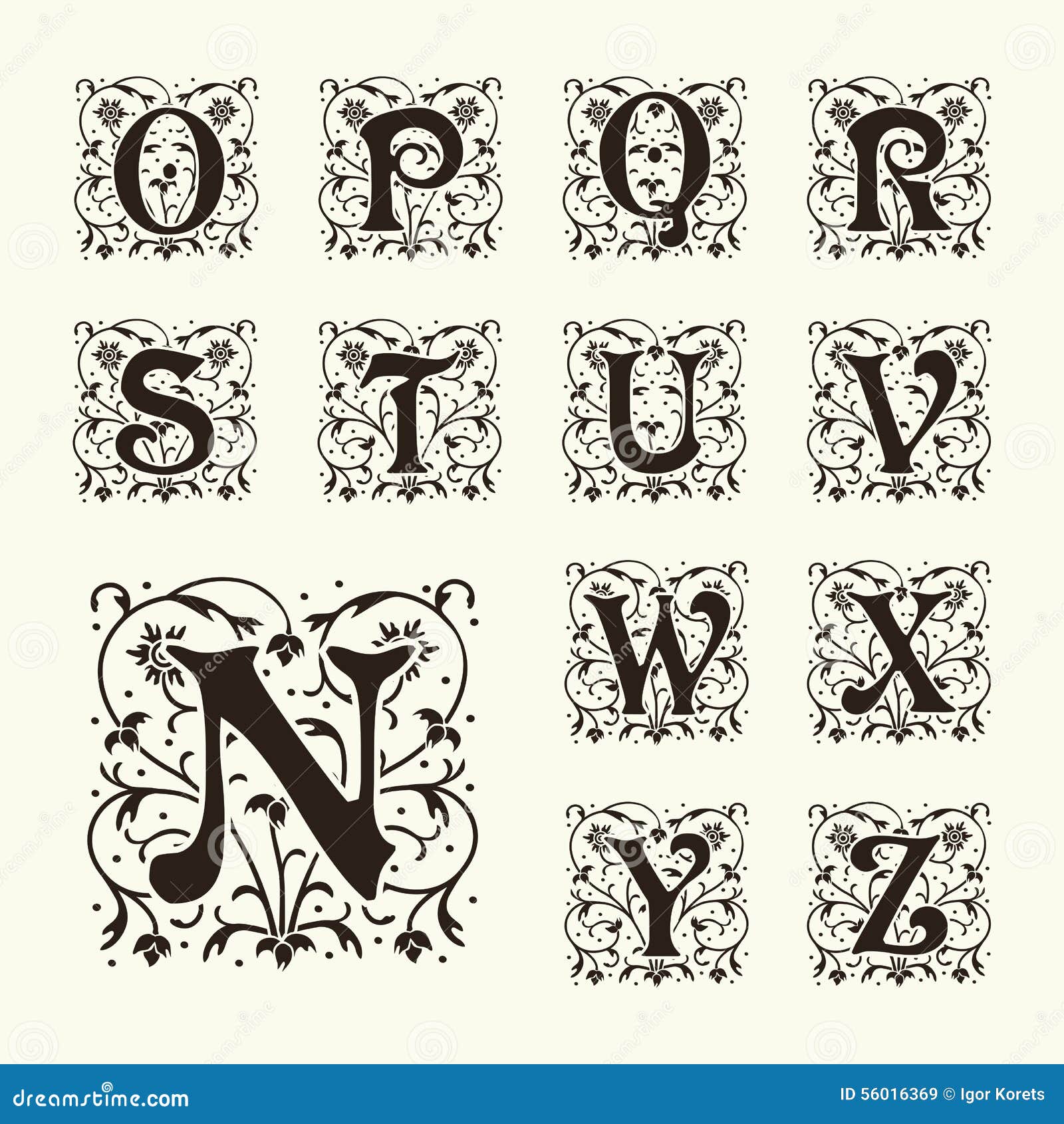 Vintage Set Capital Letters Monograms And Font Stock Vector