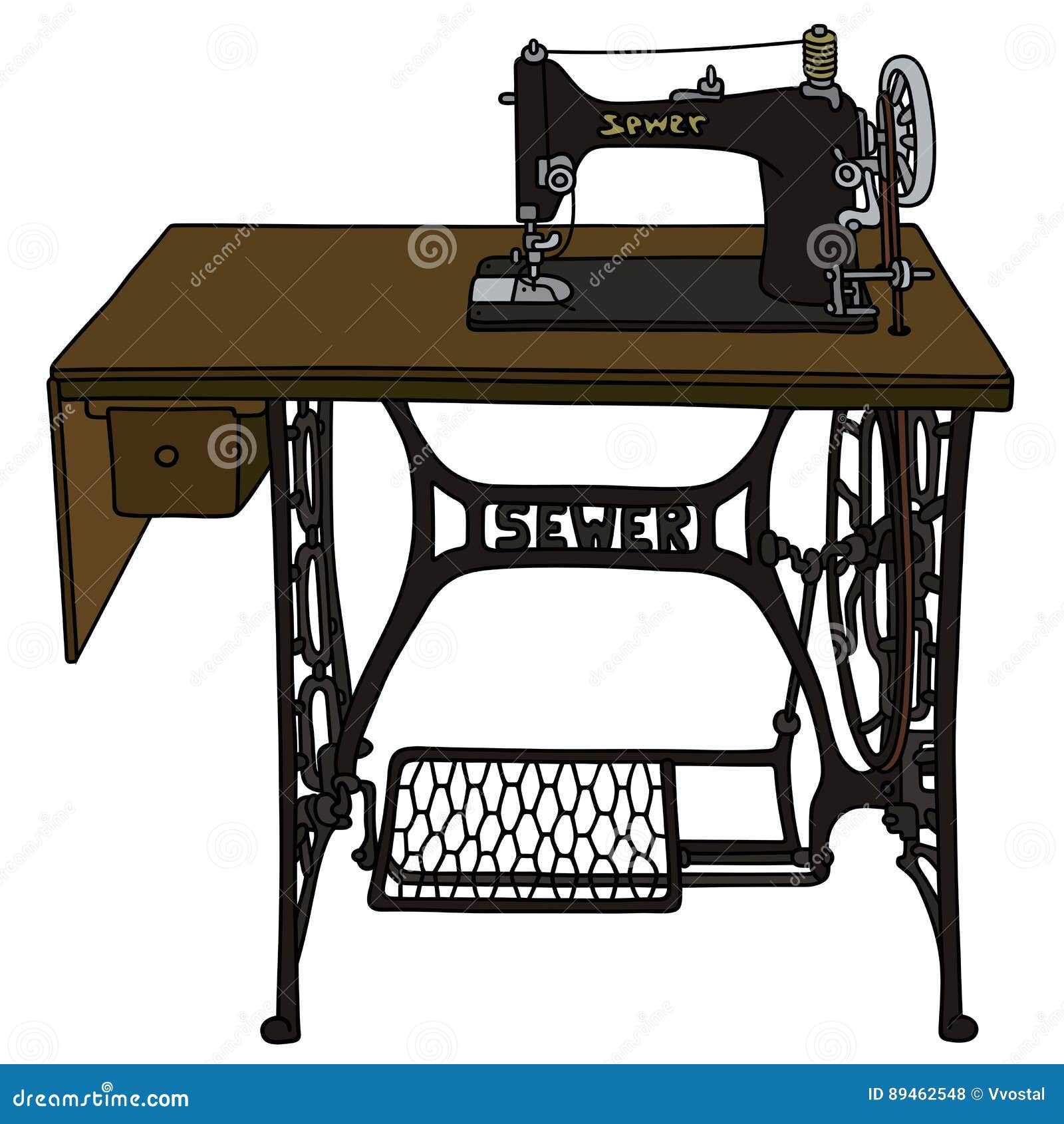 Vintage sewing machine stock vector. Illustration of vector - 89462548