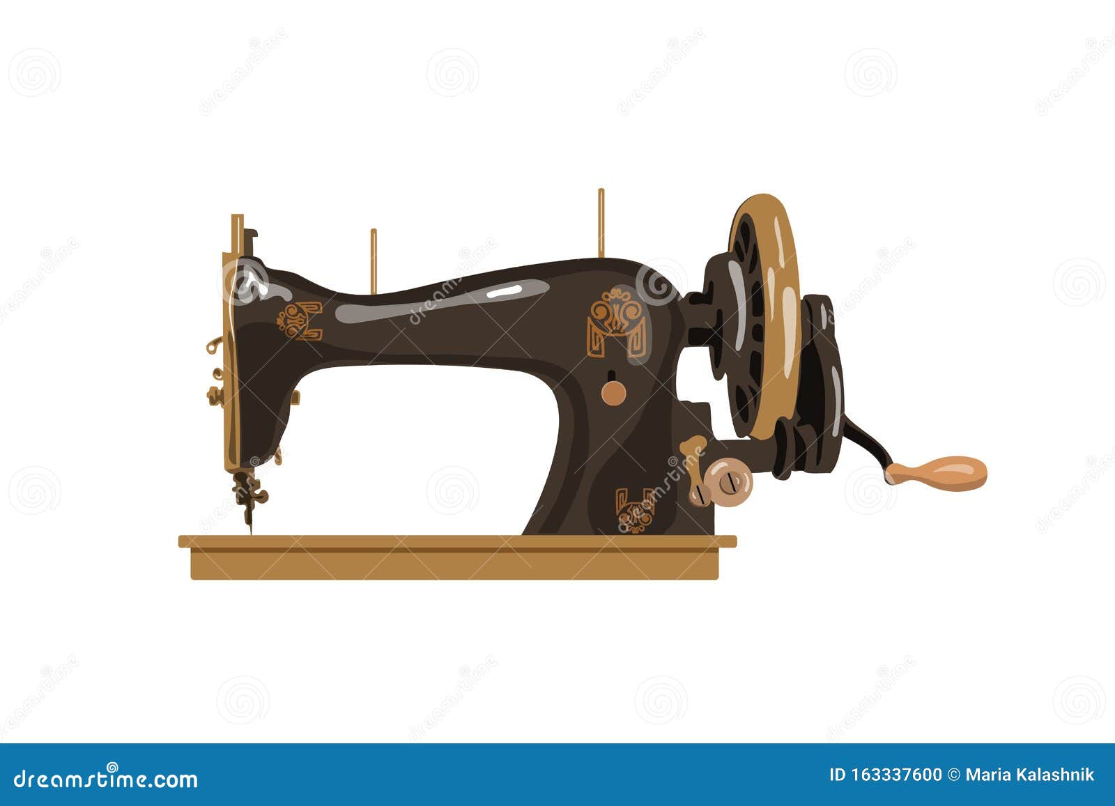 Download Vintage Sewing Machine Vector Illustration. Detailed Image For Logo, Print, Stock Vector ...