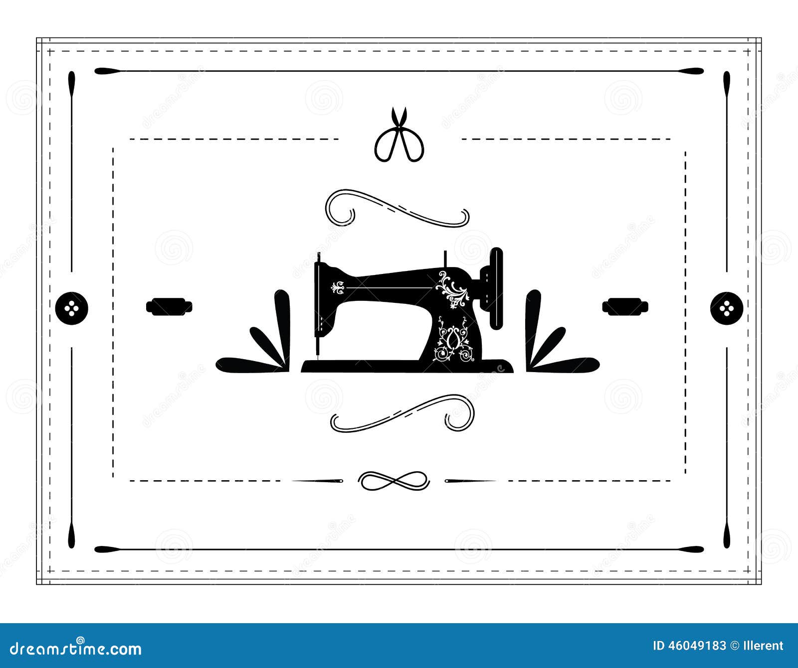Vintage sewing machine stock vector. Illustration of stitch - 46049183