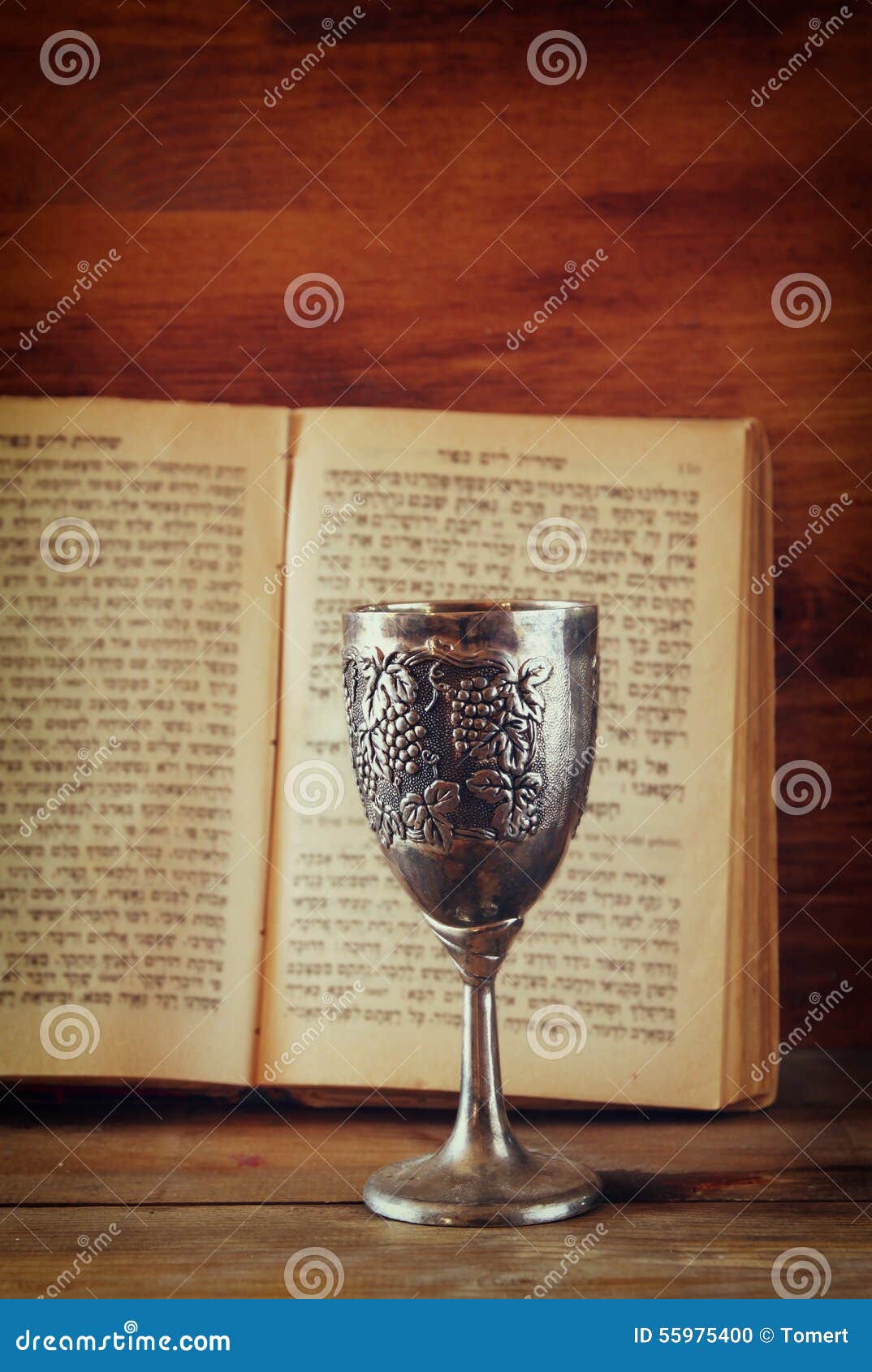 Vintage Shabbath Silver Cup of Wine in Front of Torah Prayer Book Stock Photo Image of culture