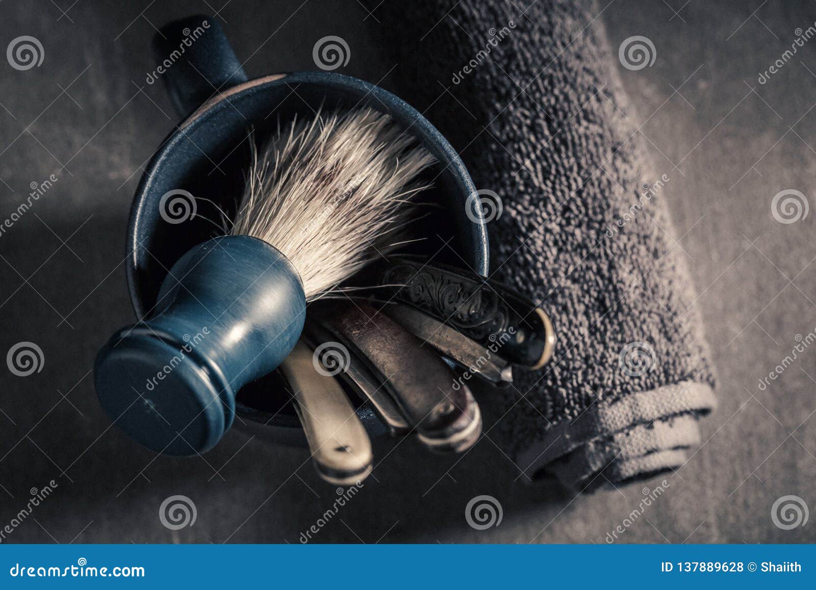 Vintage Shaving Set with Old Razor and Grey Soap Stock Photo Image of