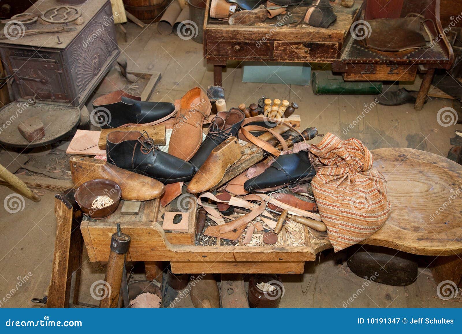 Vintage Shoe Repair Shop stock image 
