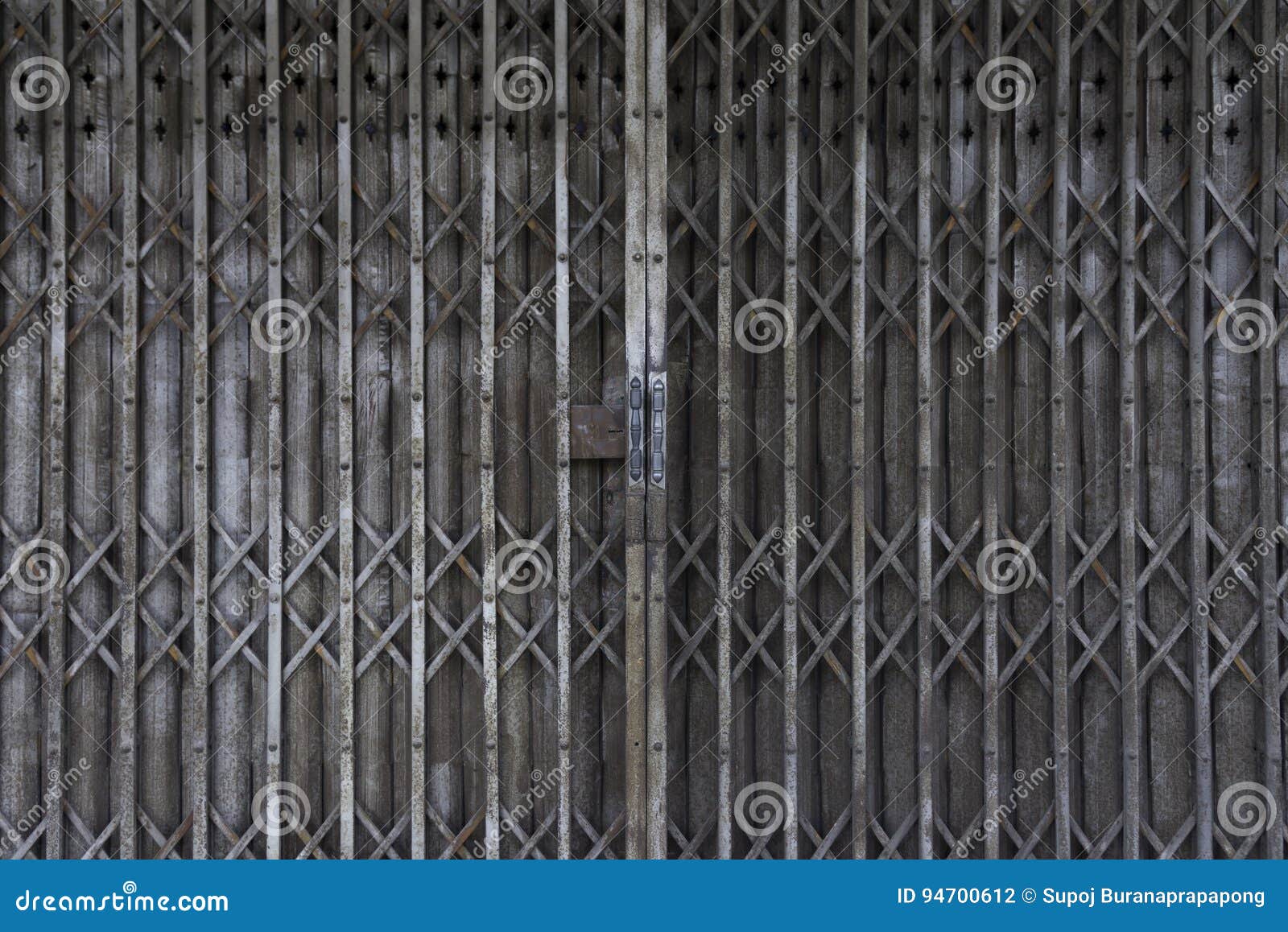 Vintage Shutter Door, Old Rusted Iron Sliding Gates, Background Stock