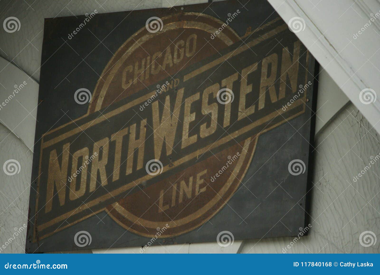 Northwestern and Chicago Line Vintage Sign Editorial Stock Photo ...