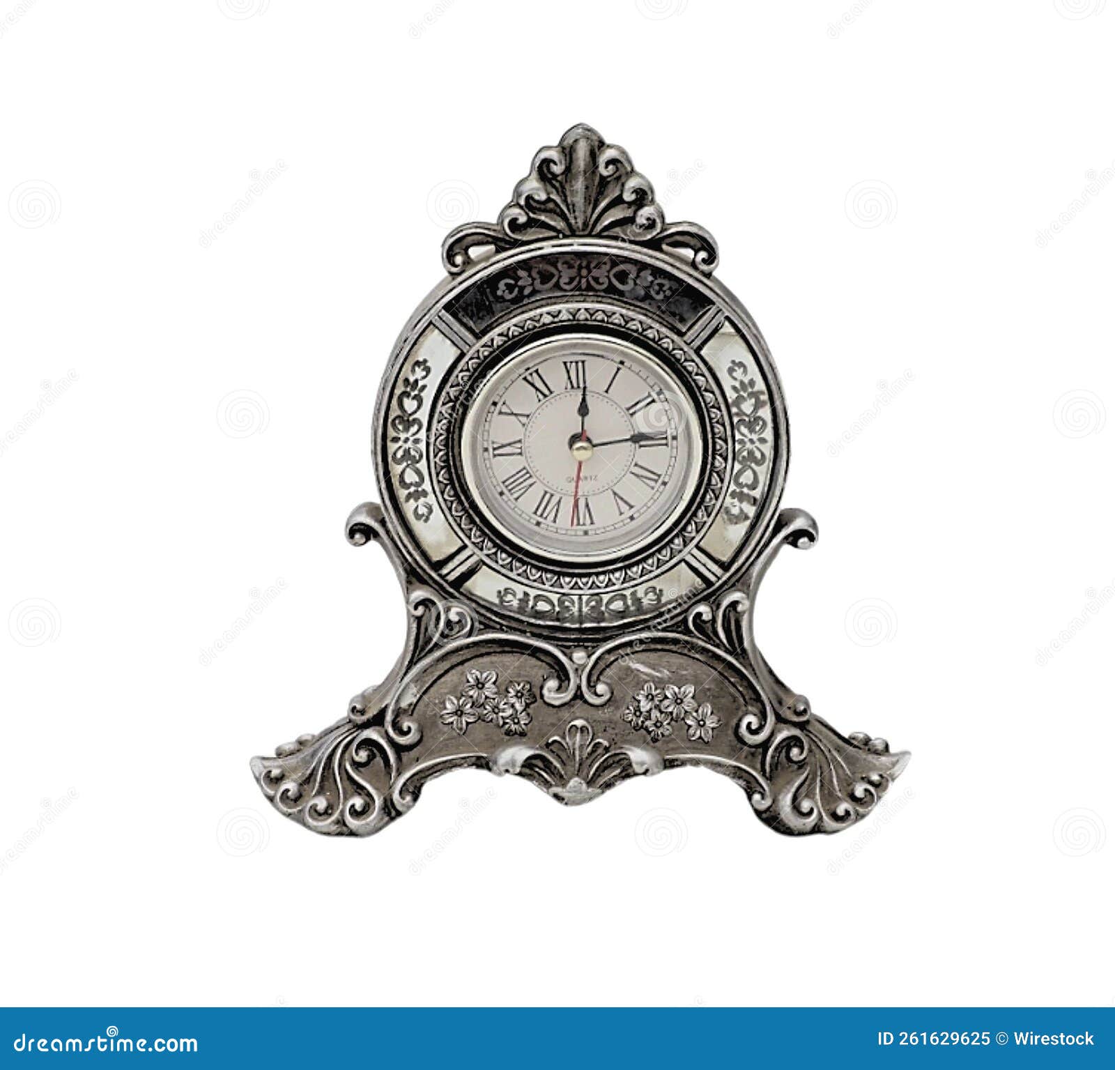 Vintage Silver Clock Isolated on a White Background Stock Image Image