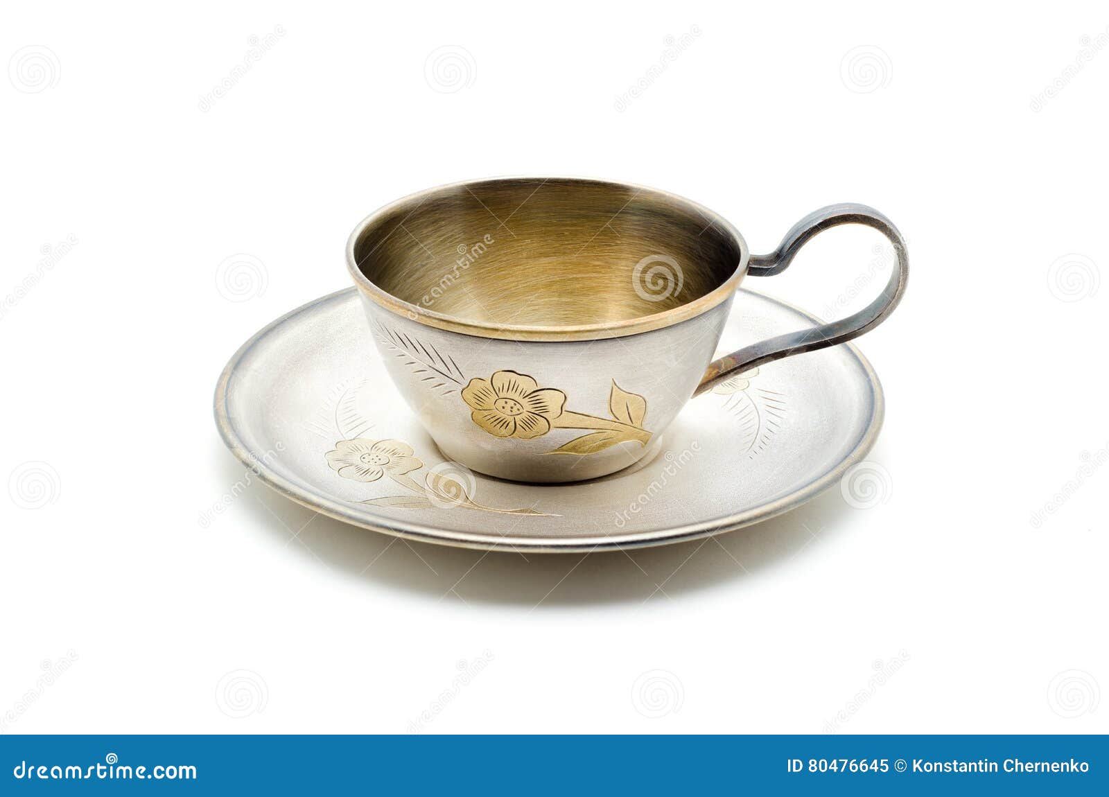 Vintage silver coffee cup. stock image. Image of cold - 80476645