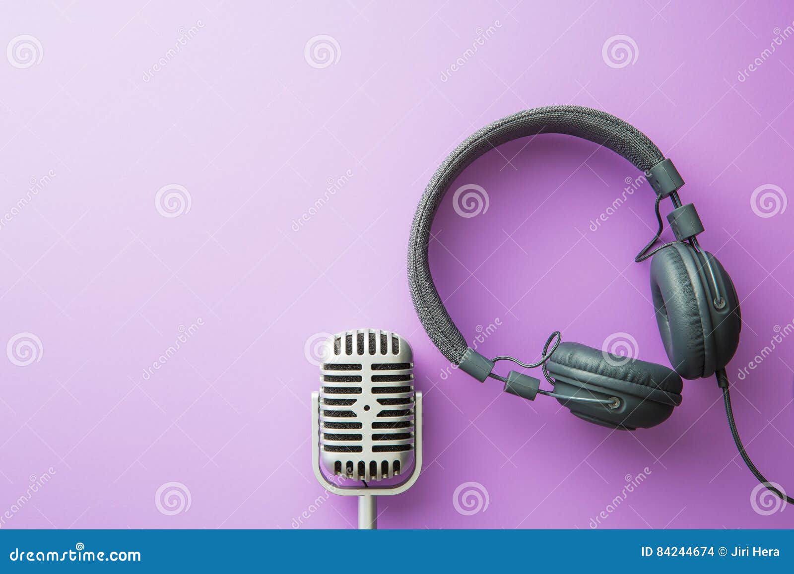 Vintage Silver Microphone and Headphones Stock Photo Image of