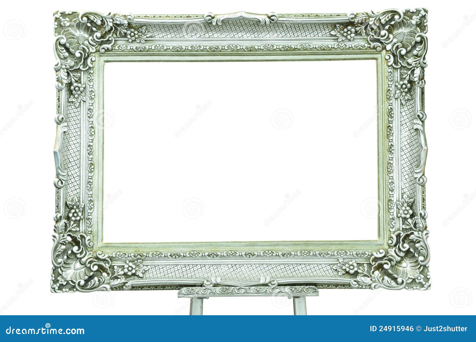 Vintage Silver Picture Frame with Metal Easel Stock Photo Image of