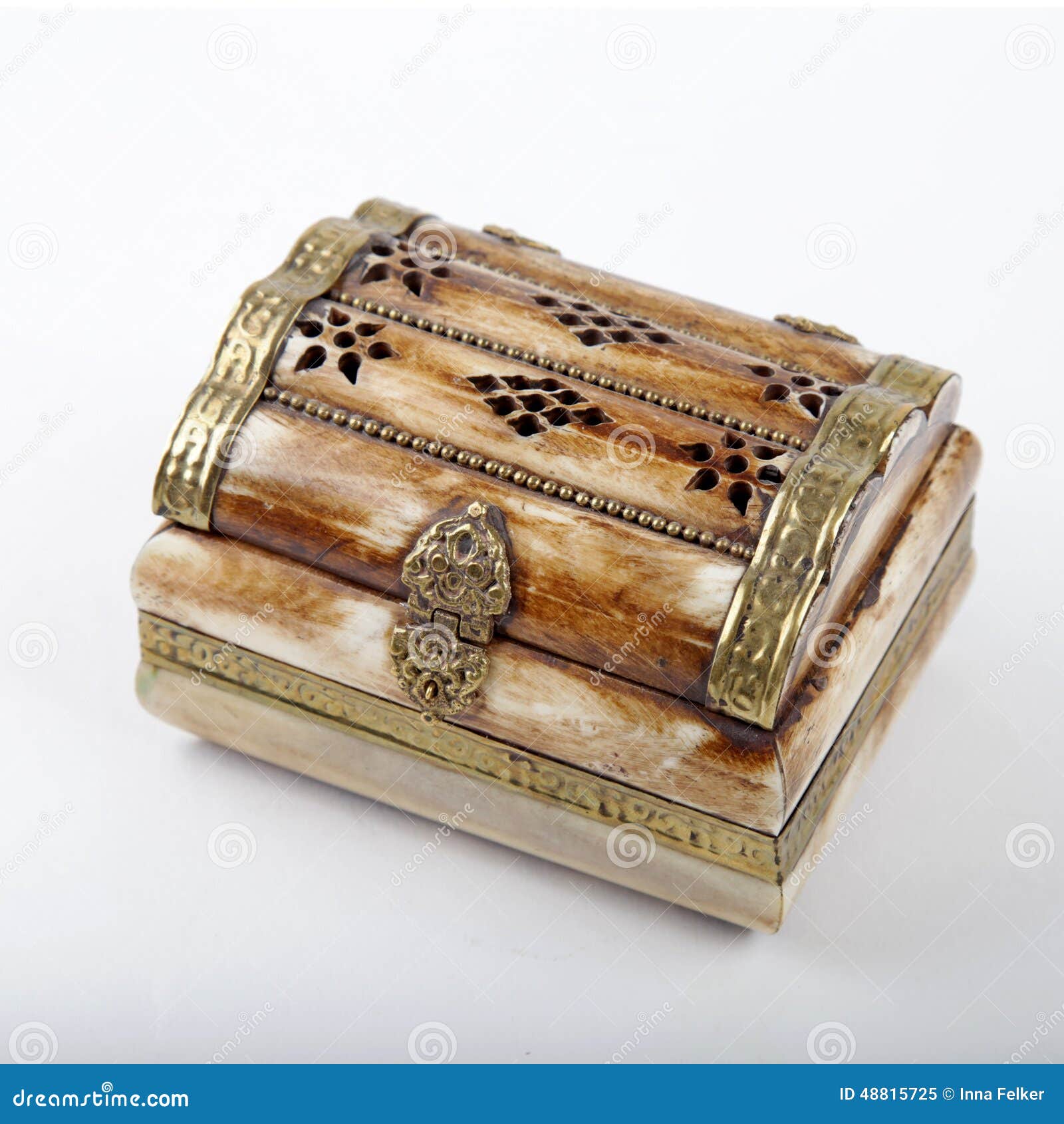 Vintage Small Ornate Treasure Box Made Of Camel Bone Stock 