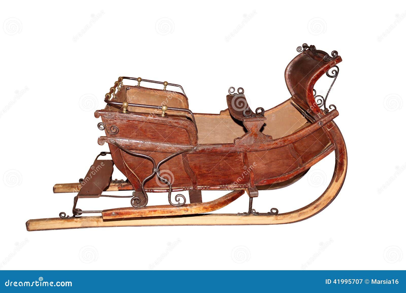 Vintage Snow Sleigh Isolated On White Stock Image - Image 