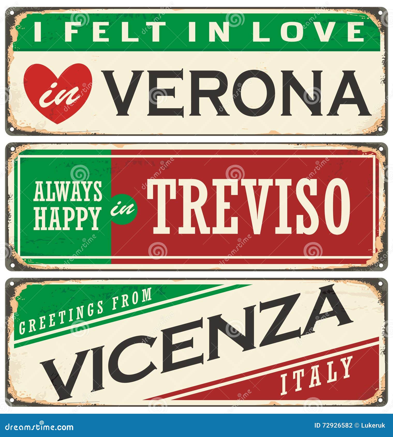 vintage souvenirs or postcard templates with places in italy