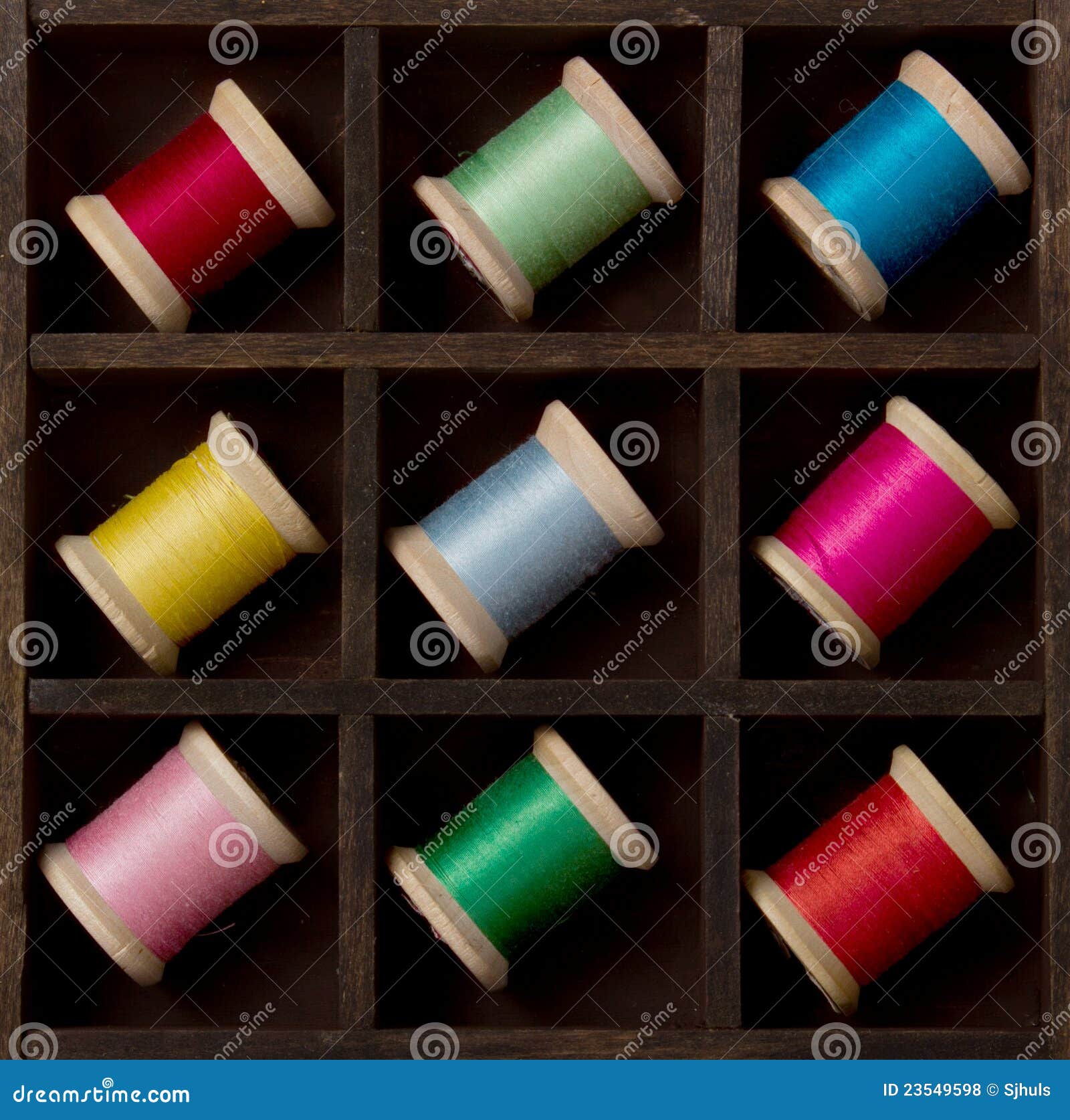 Vintage Spools of Thread in Many Colors Stock Photo Image of