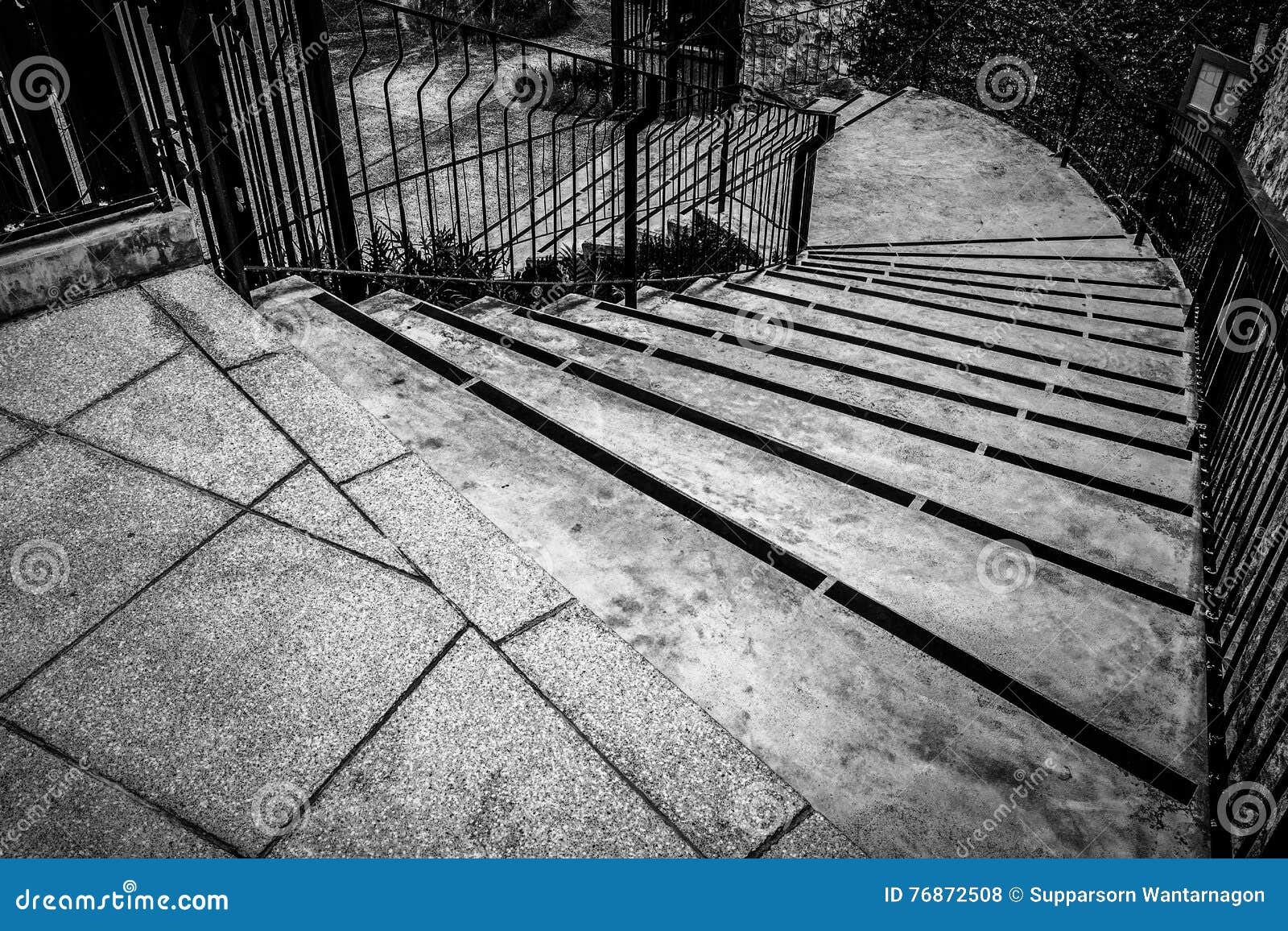 Vintage Staircase in Black and White HDR Stock Photo Image of