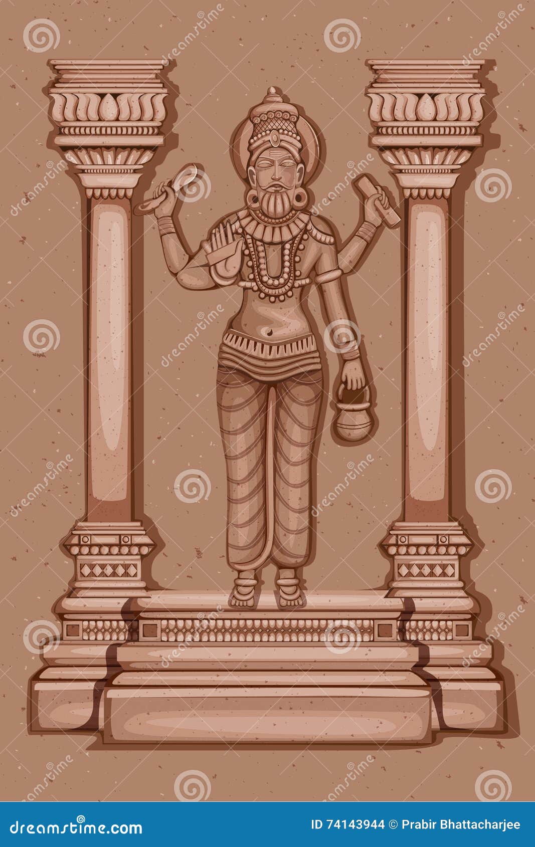 Vintage Statue of Indian God Vishwakarma Sculpture Stock Vector ...