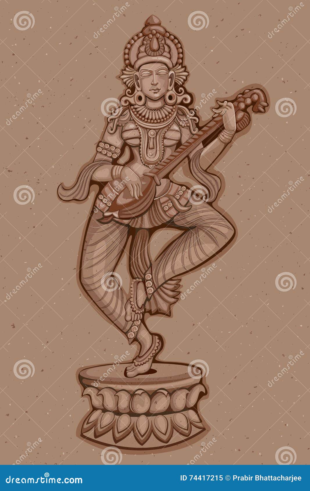 hindu goddess on lotus art drawing stock images  Photoskart
