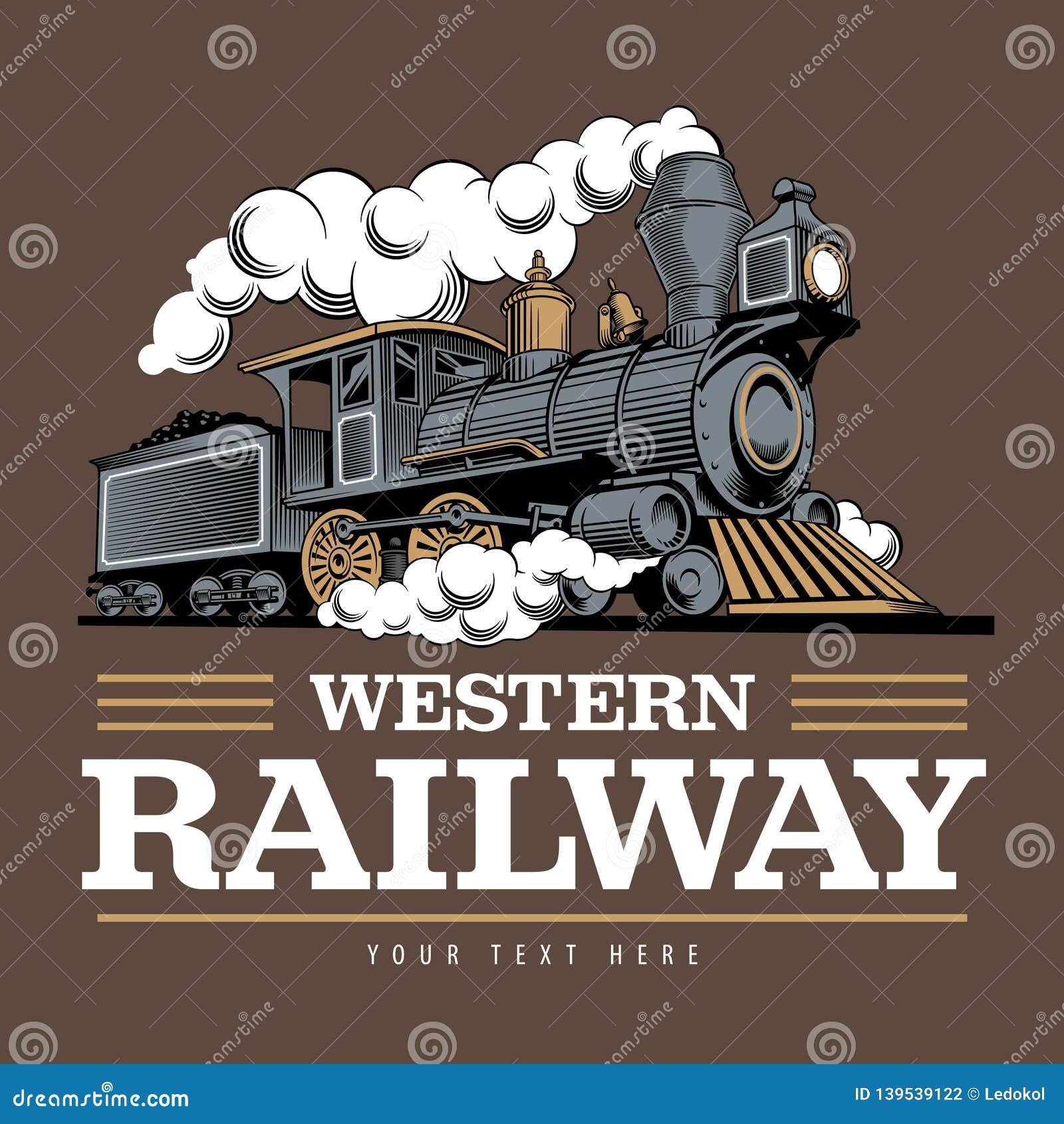 vintage steam train locomotive, engraving style  . logo  template