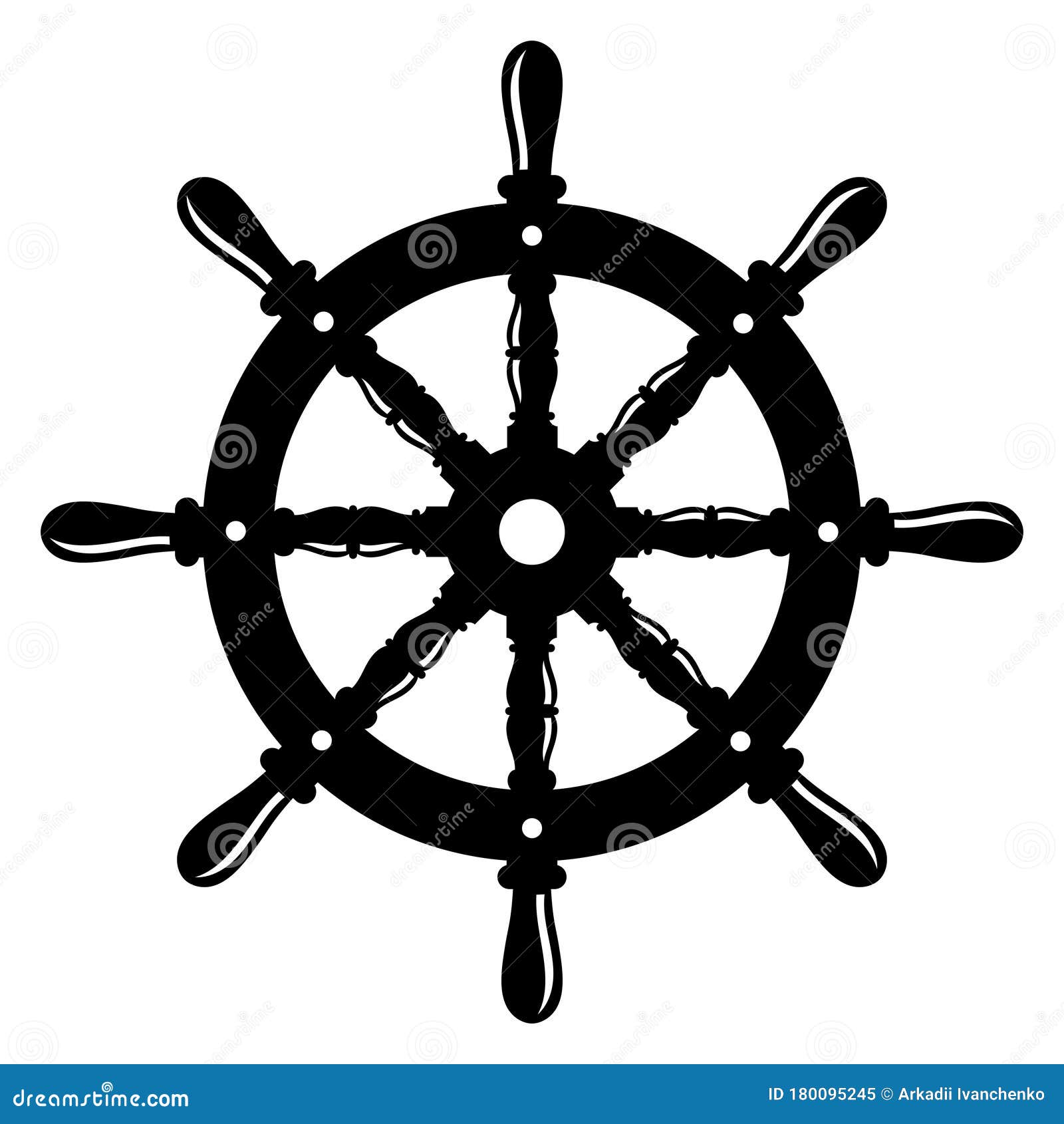 Vintage Steering Wheel. Ship Steering Wheel Vector Icon Stock Vector