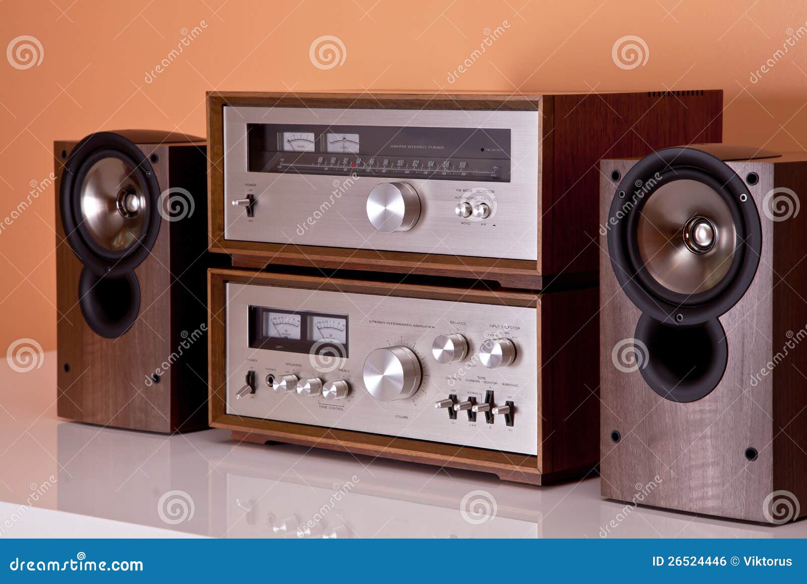 Vintage Stereo Amplifier Tuner Speakers Stock Photo Image Of
