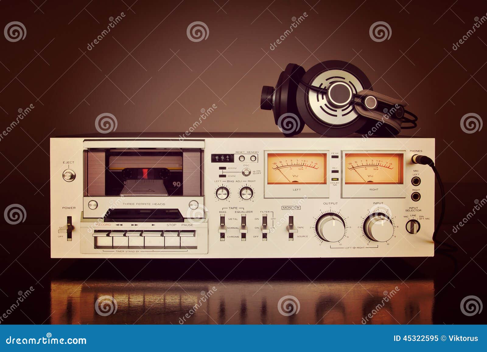 Vintage Stereo Cassette Tape Deck Recorder Stock Image Image of knob, retro 45322595