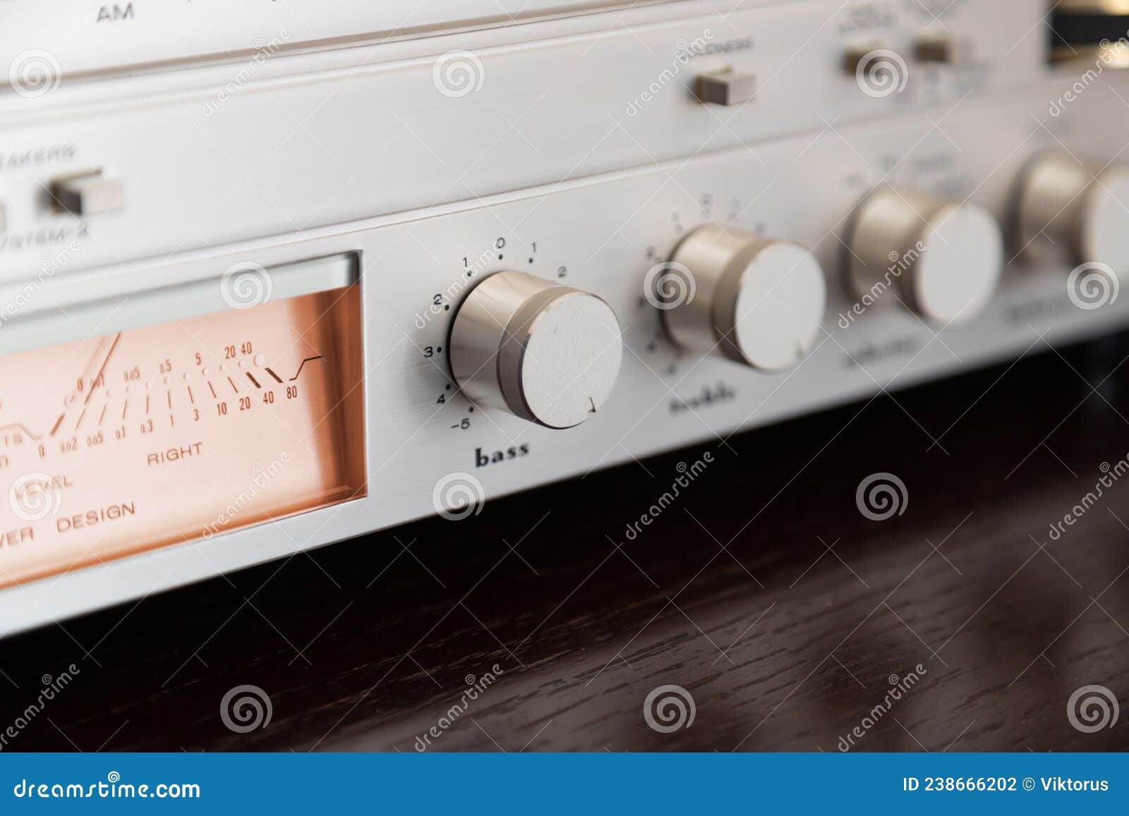 Vintage Stereo Component Front Panel Controls Stock Photo Image of bass, stereo 238666202