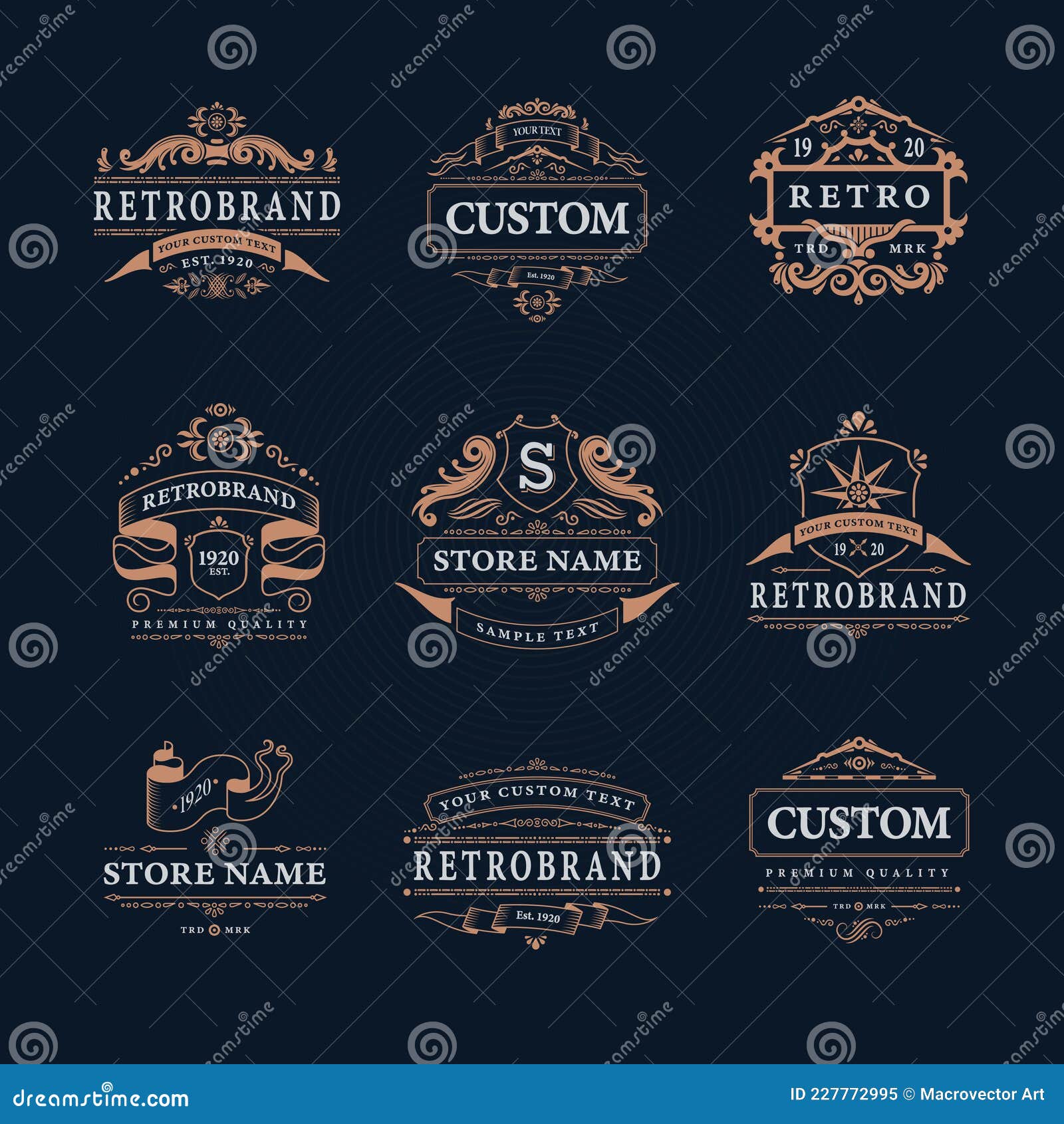 Vintage Store Logos Set stock vector. Illustration of banner - 227772995