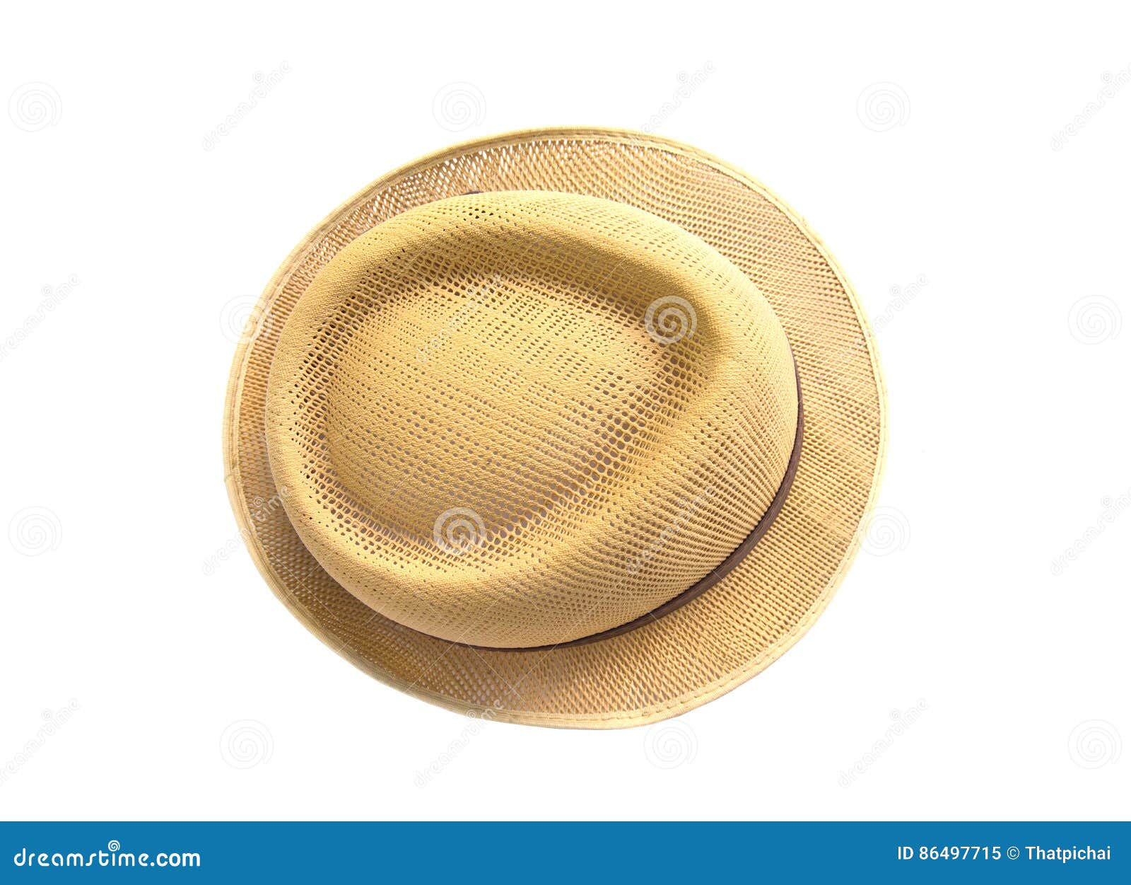 vintage straw hat fasion  on white background
