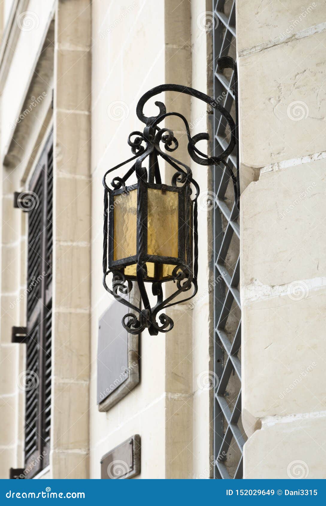 Vintage Street Lamp Hanging on a Wall Stock Image Image of metal