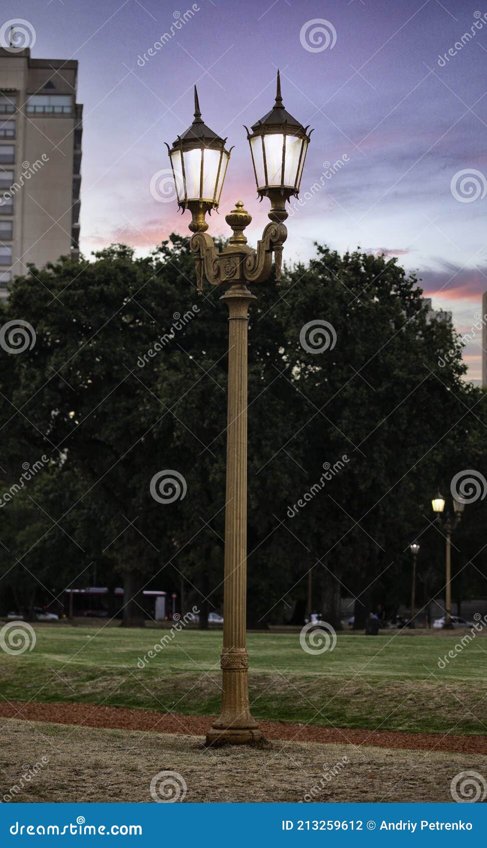 Vintage Street Lamp in the Park Stock Photo Image of antique, grunge