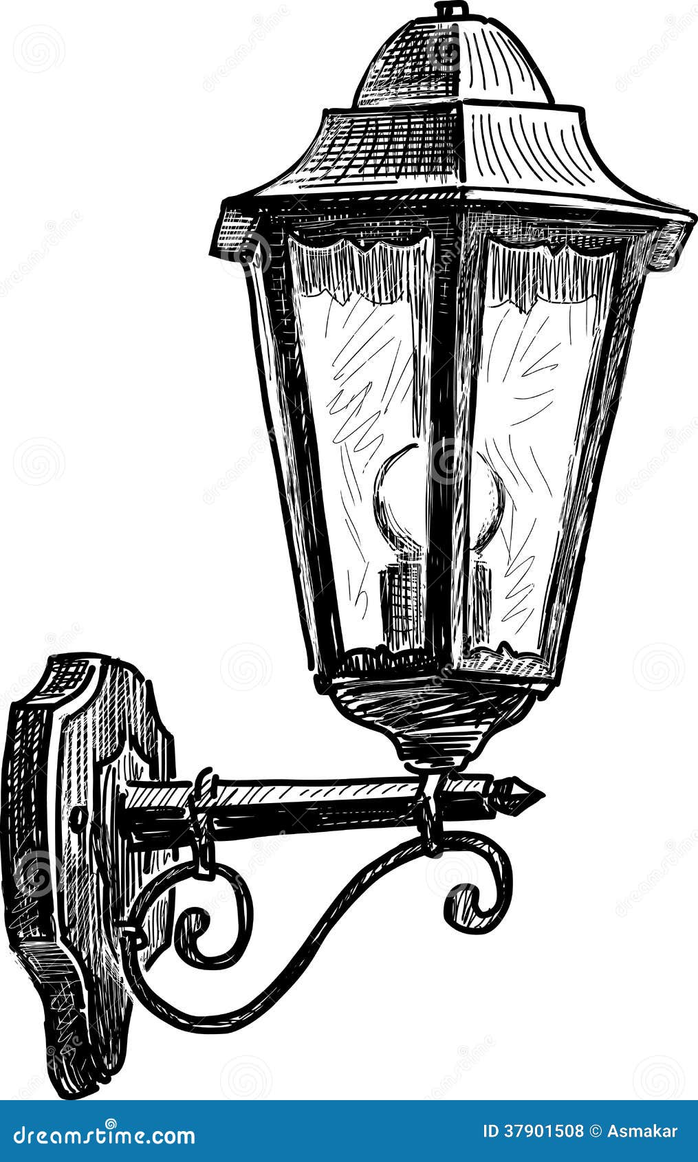 Vintage street lamp stock vector. Image of urban, lantern - 37901508