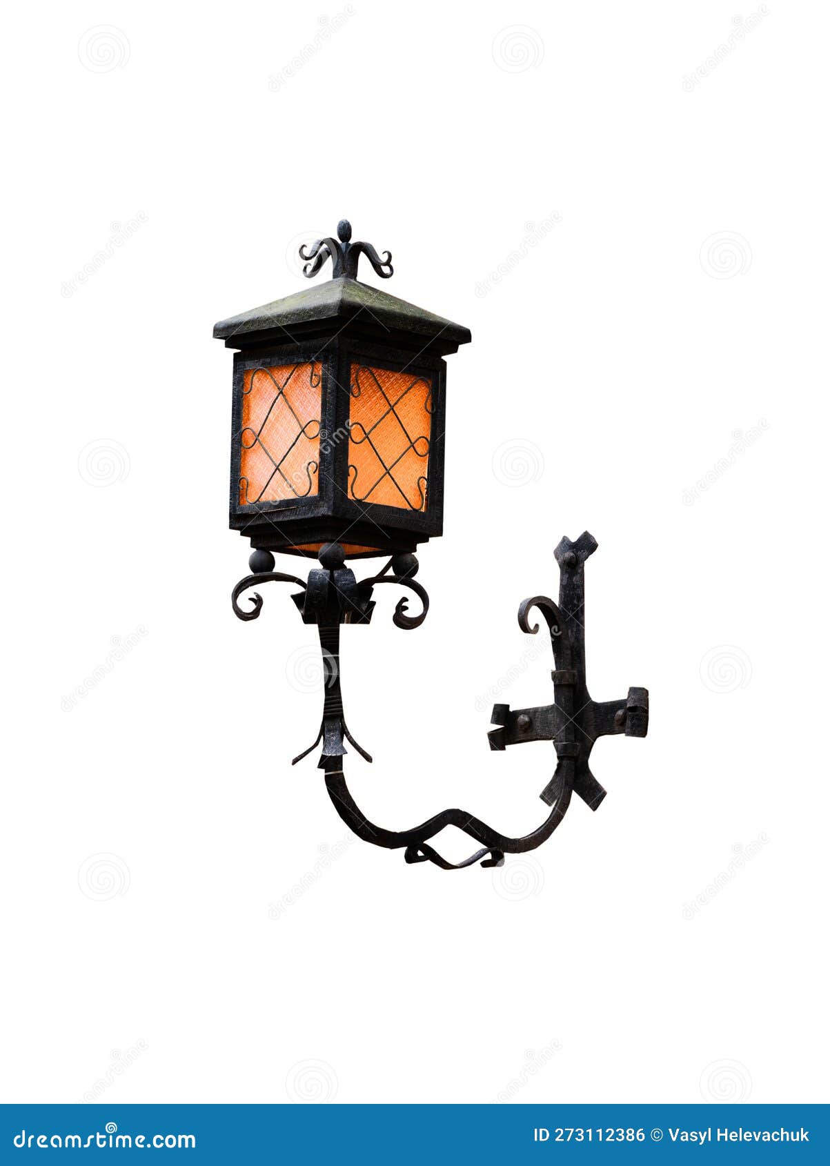 Vintage Street Night Lamp Isolated on White Stock Photo - Image of town ...