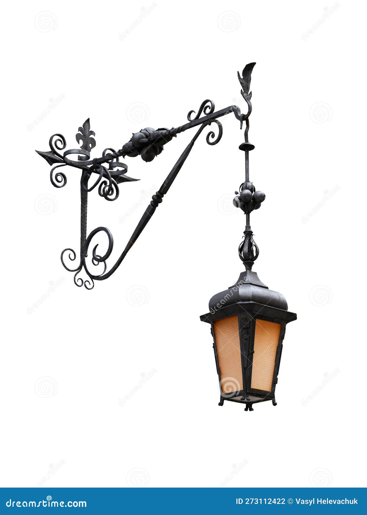 Vintage Street Night Lamp Isolated on White Stock Photo - Image of ...