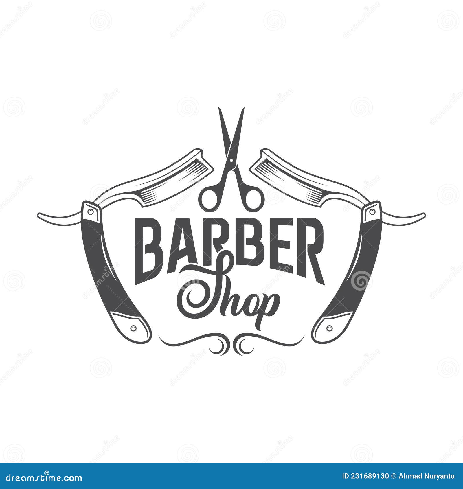 Vintage Style Illustration of Barber Shop Sign Stock Vector ...