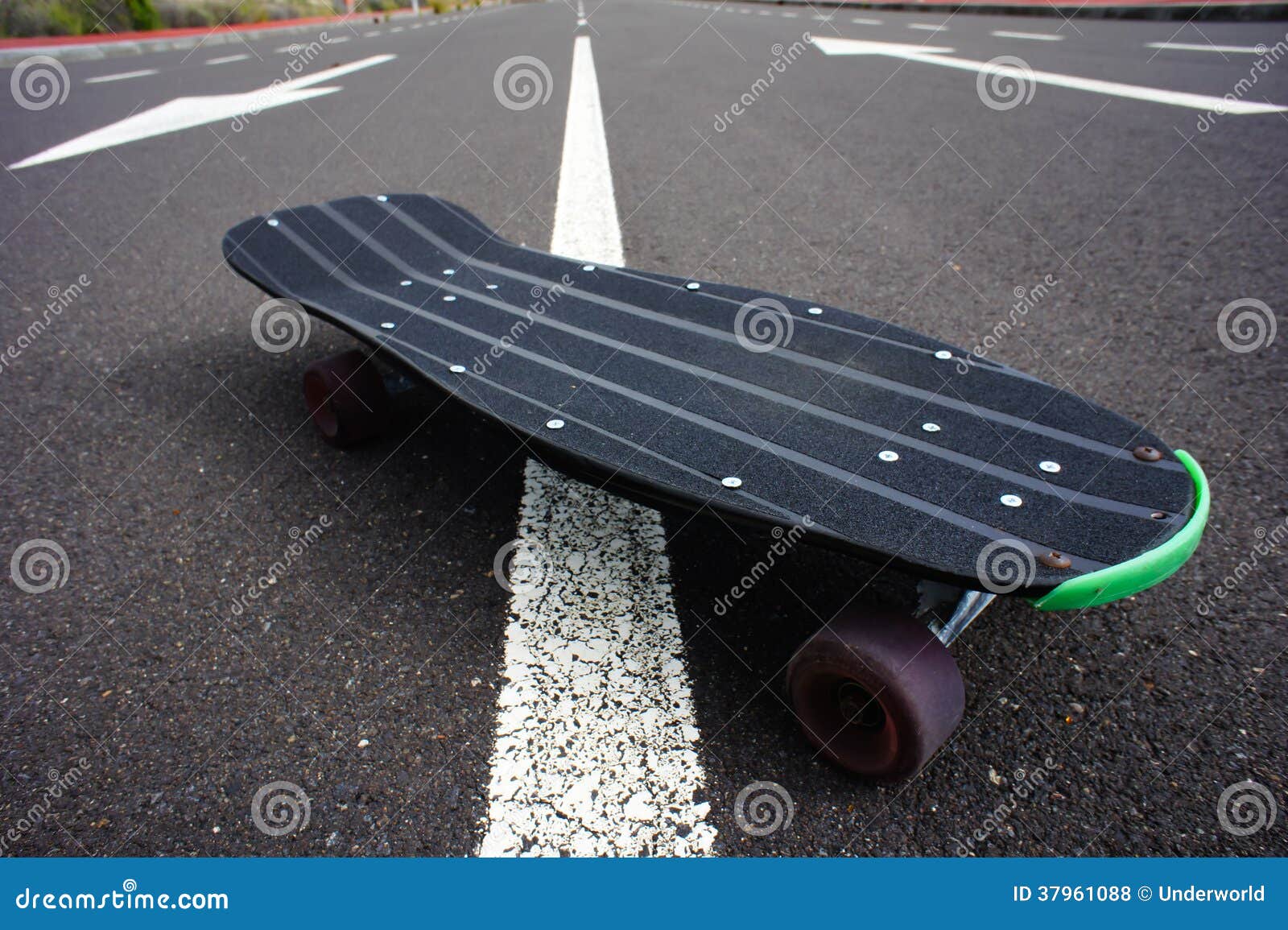 Vintage Style Longboard Black Skateboard Stock Photo Image of