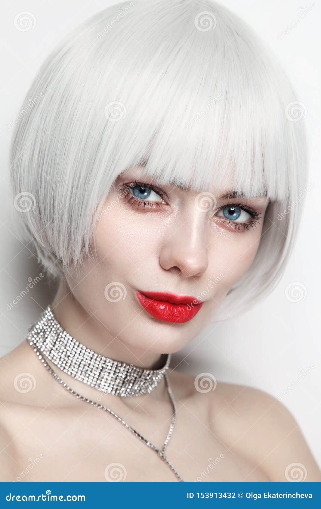 Vintage Style Portrait Of Beautiful Woman With Platinum ...