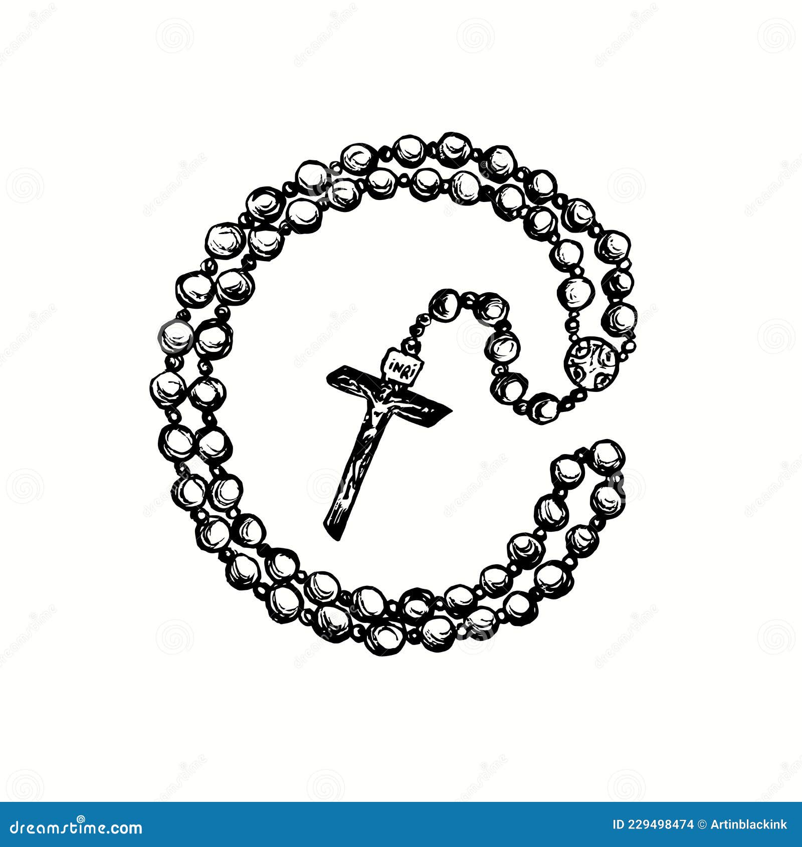Vintage Style Prayer Beads Roman Catholic Rosary Beads. Ink Black and
